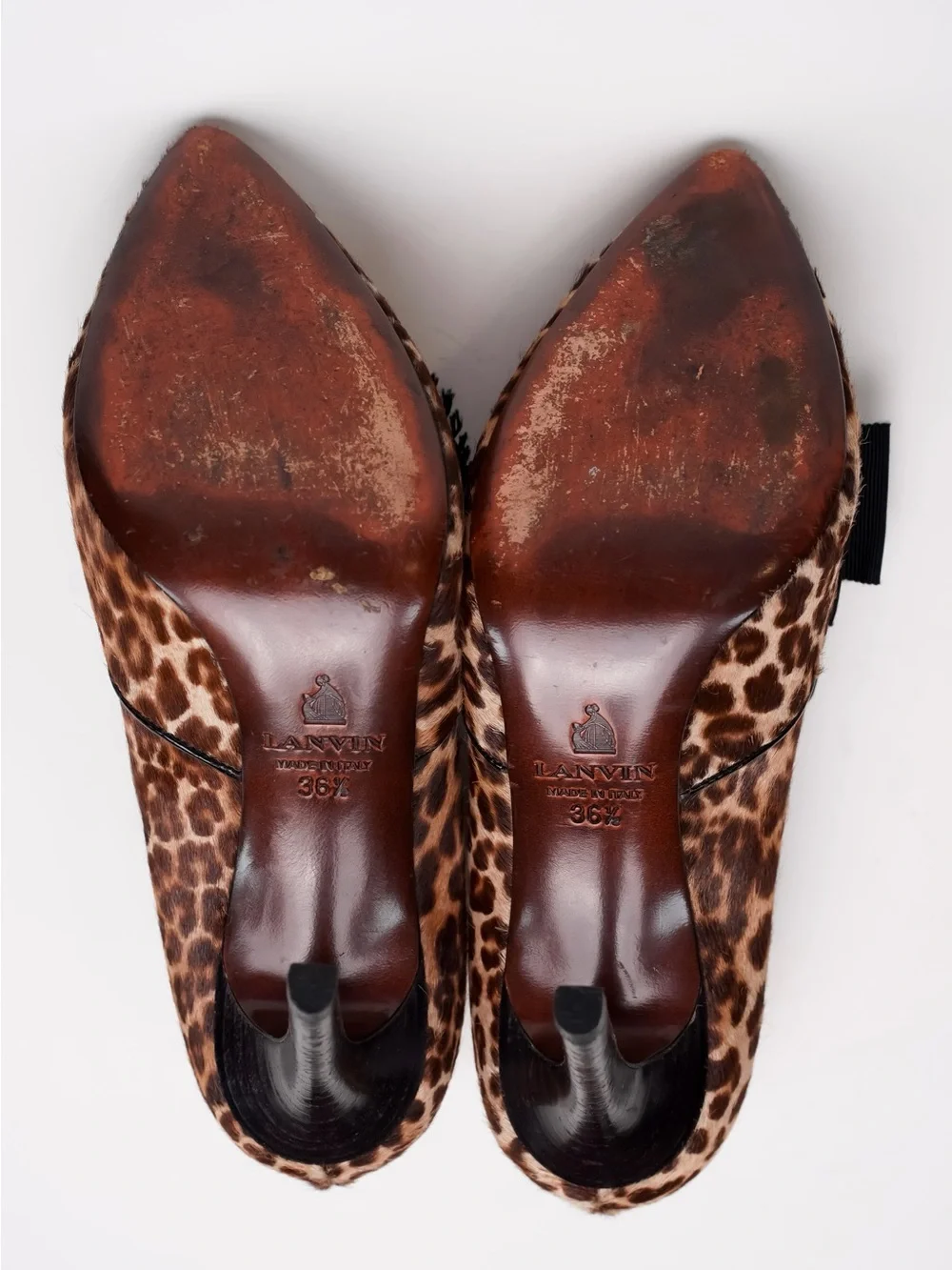 Lanvin Vintage Leopard Pony Hair Bow Pumps Heels 36.5 US 6.5